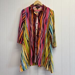 Melissa Paige Womens Dopamine Preppy Beachy Striped‎ Shirt Dress Size S Roll Tab